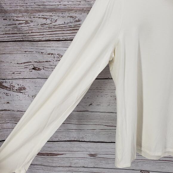 Garnet Hill Ivory Knit Turtle Neck Organic Pima Cotton Blend Sweater XL - Picture 4 of 11